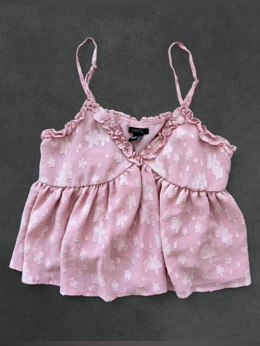 Rue21 Dusty Rose Ruffle Trim Tank